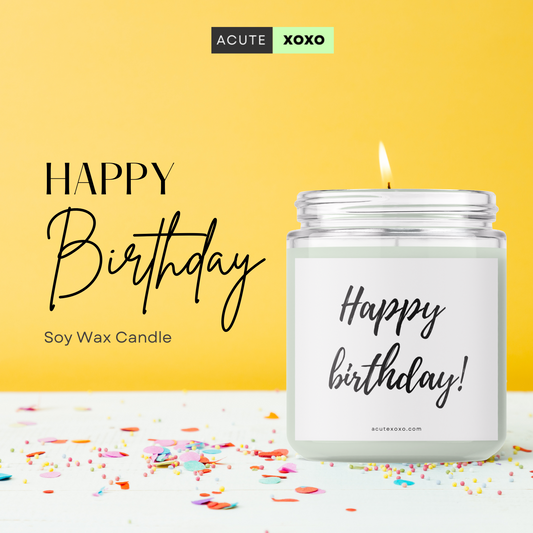Happy Birthday Soy Wax Candle | Lavender Scented | 60 Hours Burn Time