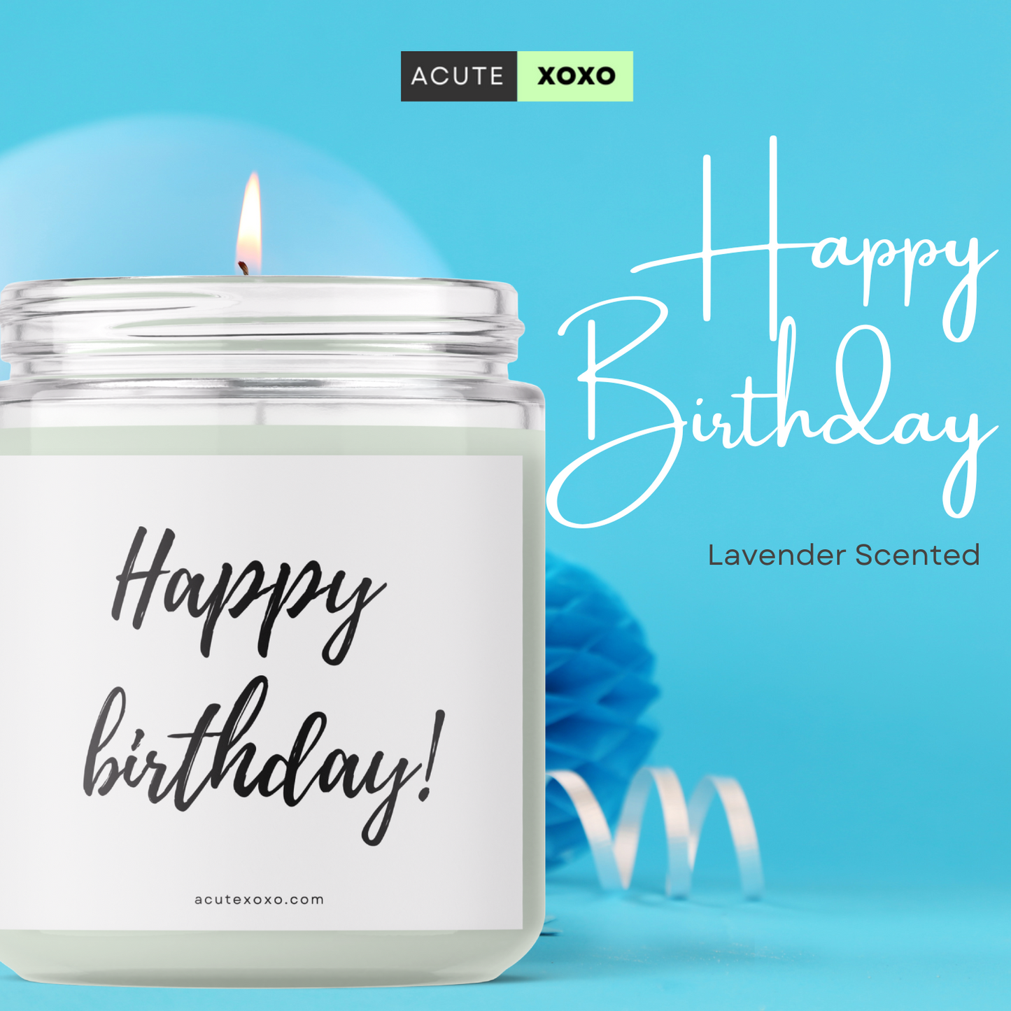 Happy Birthday Soy Wax Candle | Lavender Scented | 60 Hours Burn Time